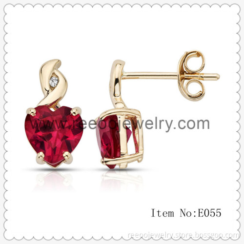 Silver Earring, Sterling Silver Gemstone Heart Pendant Stud Earring